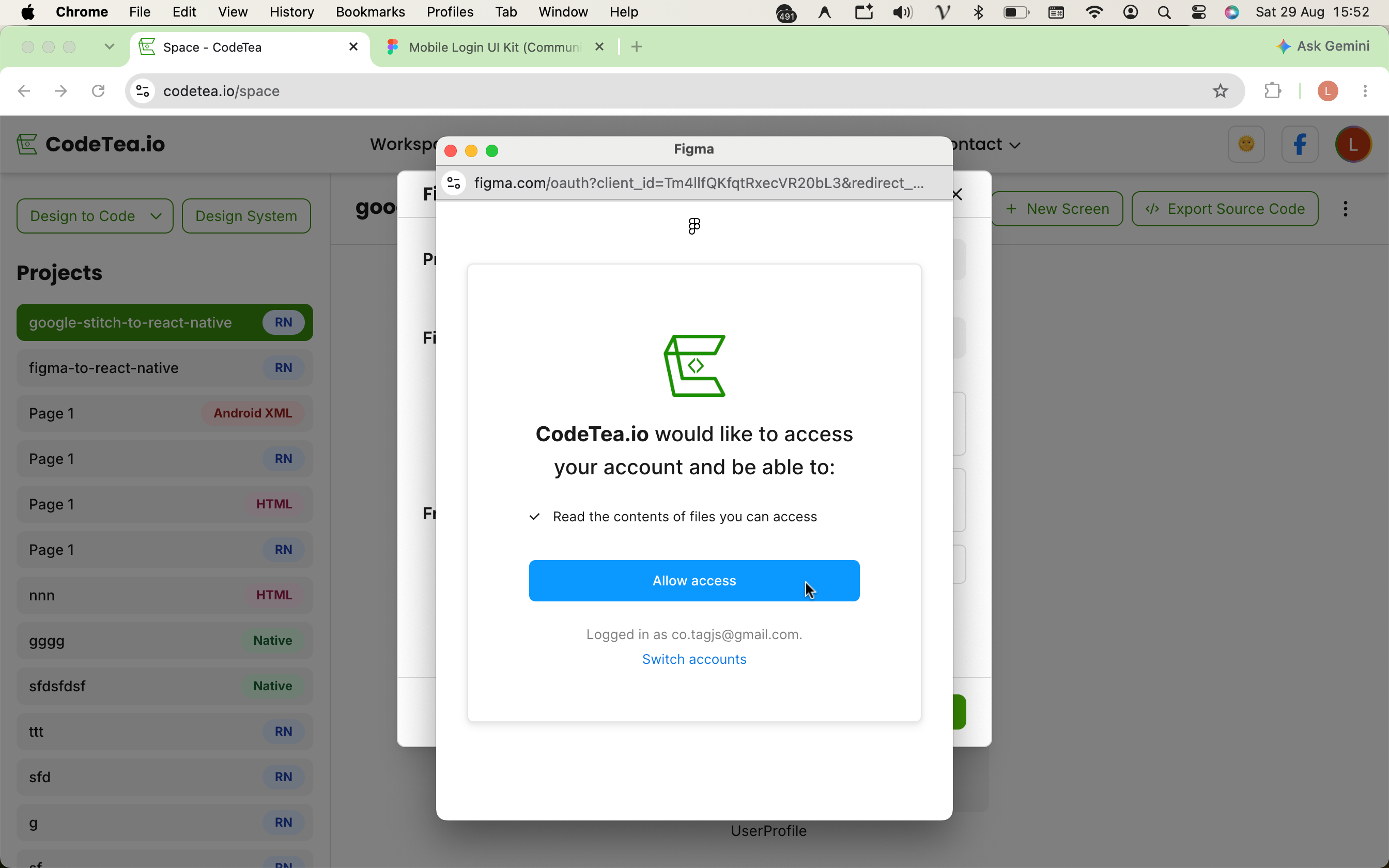 Step 2: Securely grant Read-only access so the system can safely analyze your Figma design file.
