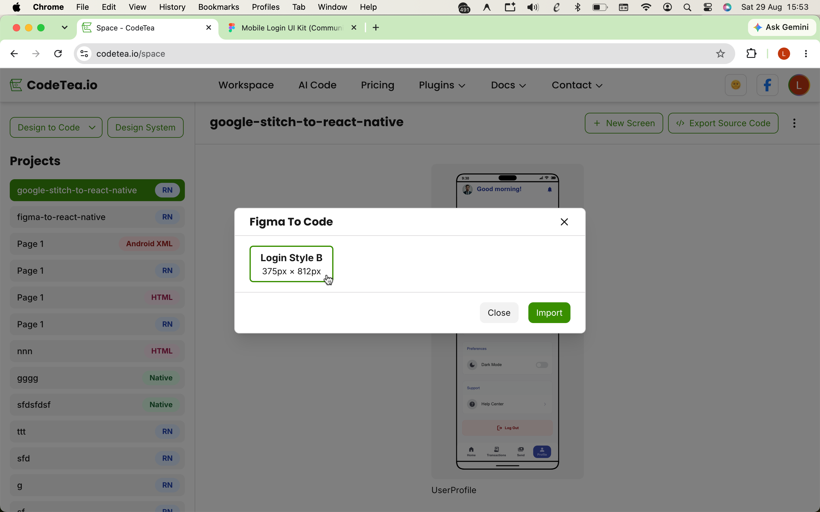 Step 3: Once data is fetched successfully, select the specific Screen you wish to convert and click Import.